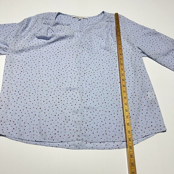 Collective Concepts Womens Blue Red Polka Dot Blouse Split Neck Popover Size XL - Picture 8 of 10